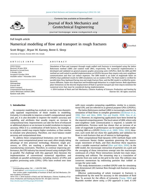 Solution Numerical Modelling Of Flow And Transport In Rough Fractures