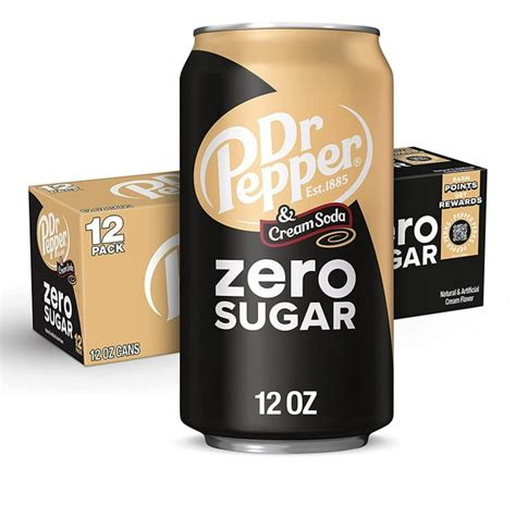 Dr Pepper And Cream Soda Zero Sugar 12 Fl Oz Cans 12 Pack