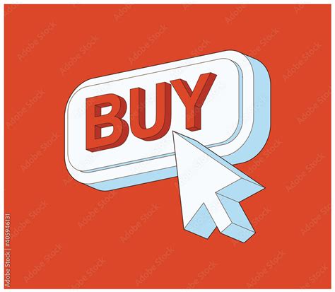 Colorful Isometric Buy Button Mouse Pointer Arrow Clicked Or Cursor