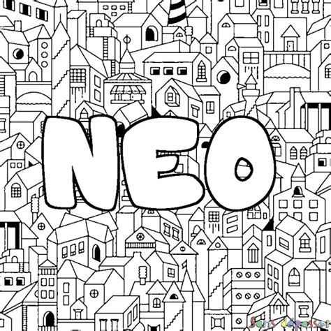 Coloriage prénom NEO décor Ville Sans Dépasser