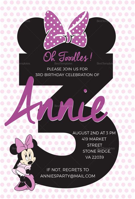 Minnie Mouse Birthday Invitation Template Harlem Printable