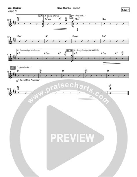 Give Thanks Acoustic Guitar Sheet Music Pdf Don Moen Praisecharts