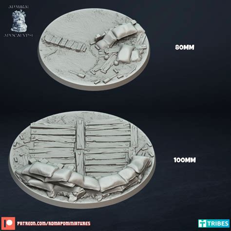 3d Printable Trench Warfare Bases And Topperspre Supported By Admiral Apocalypse