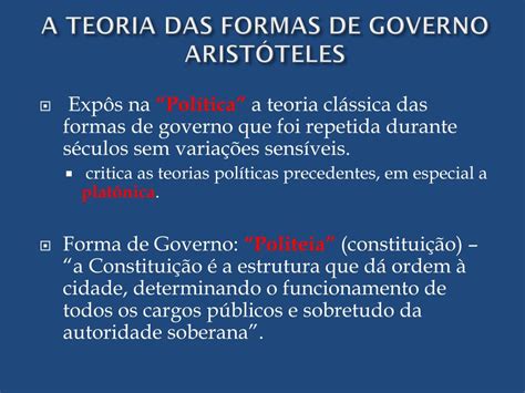 Ppt A Teoria Das Formas De Governo Arist Teles Powerpoint