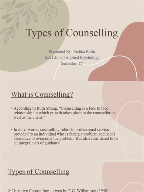 Types Of Counselling Pdf Psychotherapy Psychology