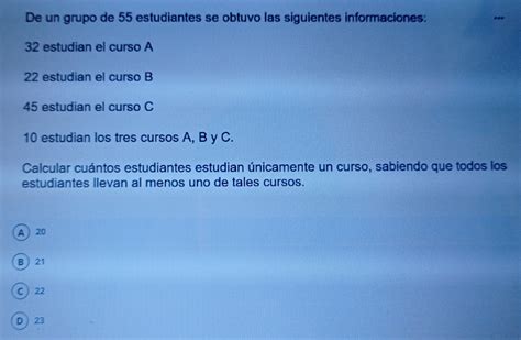 Solved De Un Grupo De 55 Estudiantes Se Obtuvo Las Siguientes