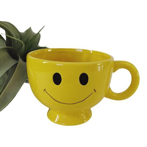 Vintage Yellow Happy Face Mugplantersmiley Face Mug70s Etsy