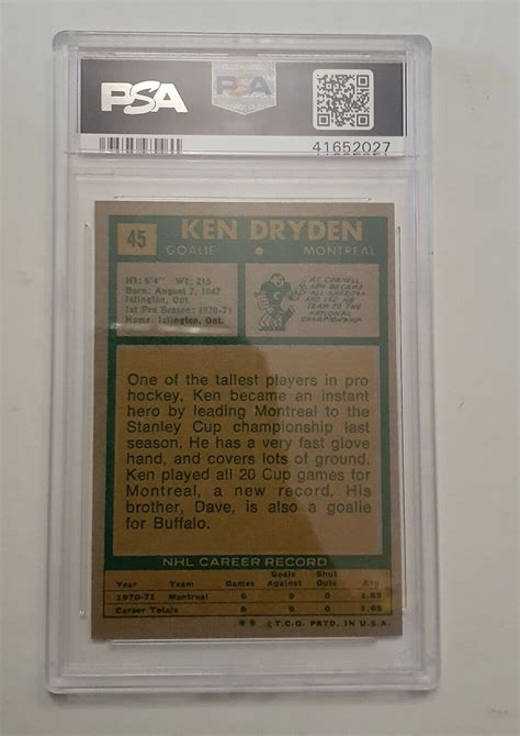 Topps Ken Dryden Rookie Rc Psa Ex Mt Ebay