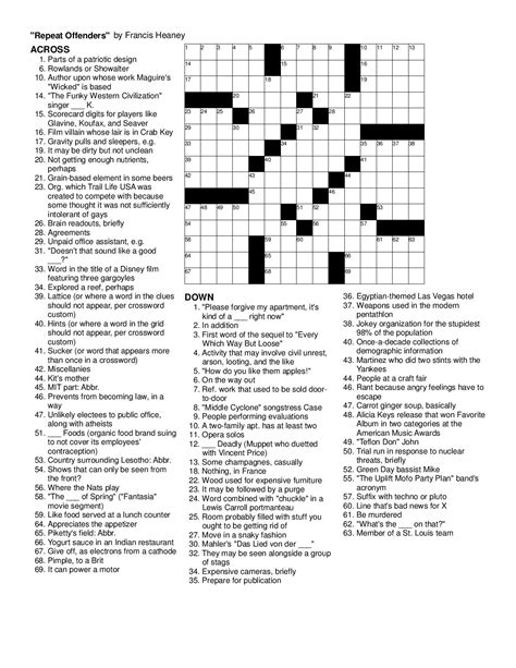 Merl Reagle Sunday Crossword - Daily Printable Crosswords