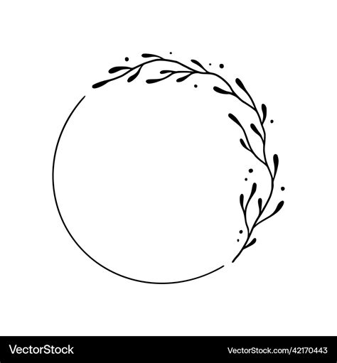 Floral Circle Frame Elegant Wreath Round Border Vector Image