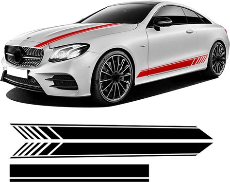 Pcs Car Hood Decal Side Stripes Skirt Sticker For M Ercedes B Enz E