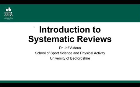 Introduction To Systematic Reviews