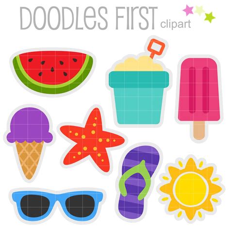 Happy Summer Stickers Clip Art Set Daily Art Hub Graphics