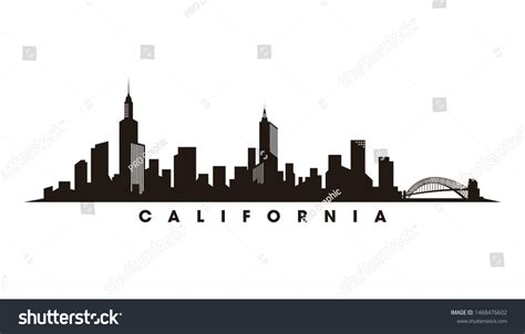 California Skyline Landmarks California Silhouette Vector Stock Vector ...