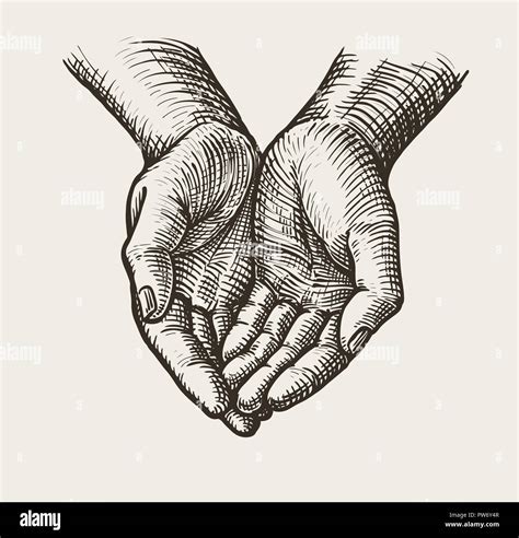 Cupped Hands Folded Arms Sketch Vintage Vector Illustration Stock Vector Image And Art Alamy