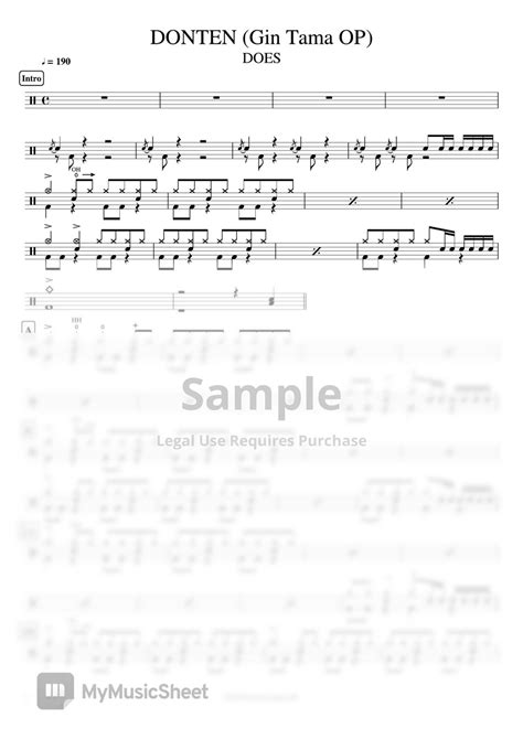 Does Donten Gin Tama Op By Cookai S J Pop Drum Sheet Music