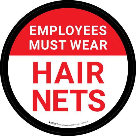 Employees Must Wear Hair Nets Red Circular Floor Sign