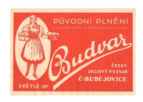 Velmi Star Pivn Etiketa Pivovar Budvar Bud Jovice Sklad Brno Aukro