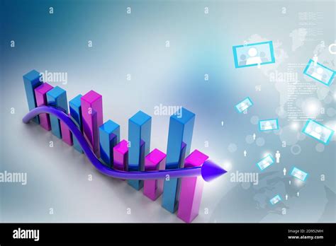 Digital Illustration Of Business Graph With Arrow Showing Growth And