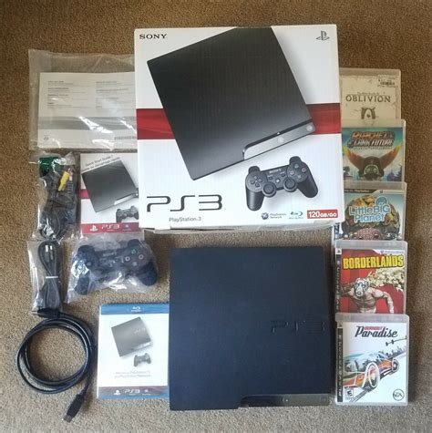 SONY PLAYSTATION 3 SLIM GAME CONSOLE 120GB - WITH BOX, ACCESSORIES ...