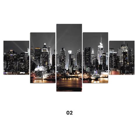 New York Cityscape Landscape Wall Art Set Of 5 Fine Art Canvas Prints ...