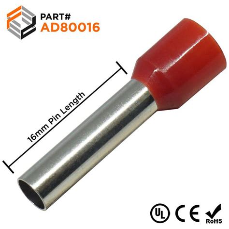 Ad80016 True 8 Awg 16mm Pin Insulated Ferrules Red Ferrules Direct