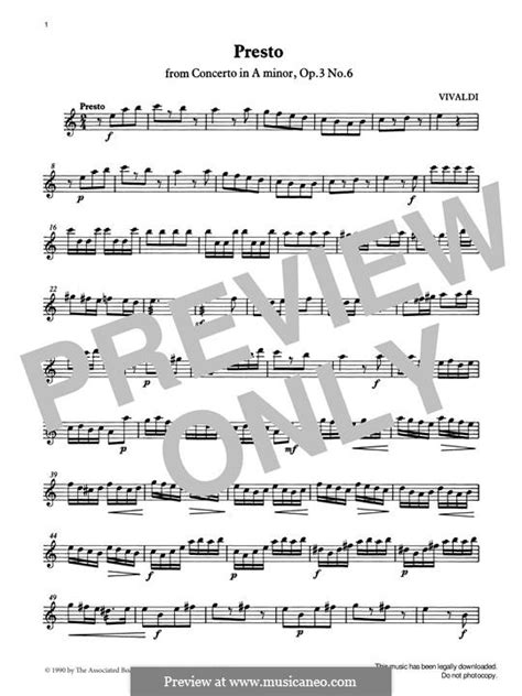 Presto By A Vivaldi Sheet Music On Musicaneo