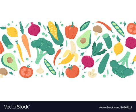 Fruits And Vegetables Set Of Healthy Vegetarian Vector Image