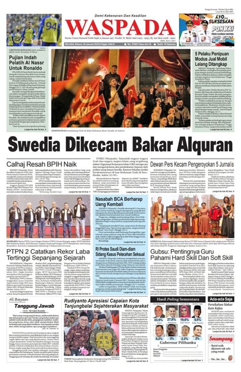 Waspada Selasa 24 Januari 2023 Epaper Harian Waspada