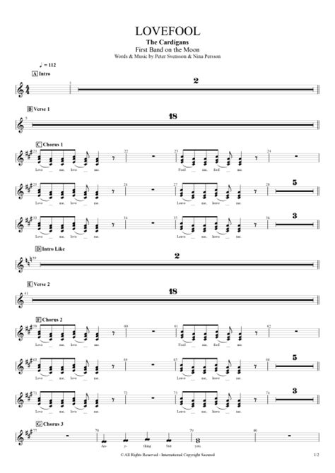 Lovefool Tab By The Cardigans Guitar Pro Full Score Mysongbook