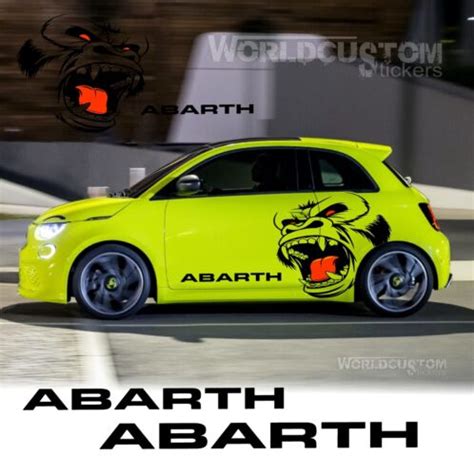 Adesivi Stickers Laterali Per Fiat 500 Abarth Angry Kong Auto Tuning