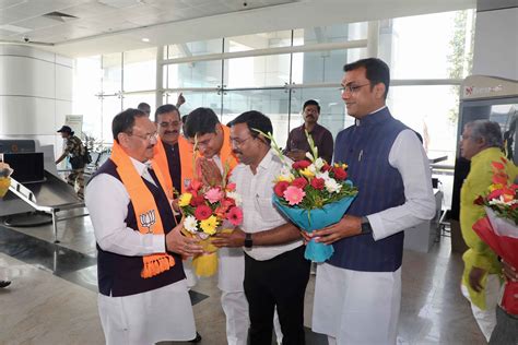 Grand Welcome Of Bjp National President Shri J P Nadda Ji On Arrival