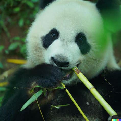 “a baby panda eating bamboo in the forest ” : r/dalle2