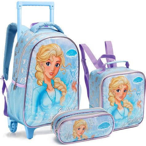 Kit Mochila Escolar Princesa Do Gelo Frozen Anna Elza Ice Infantil