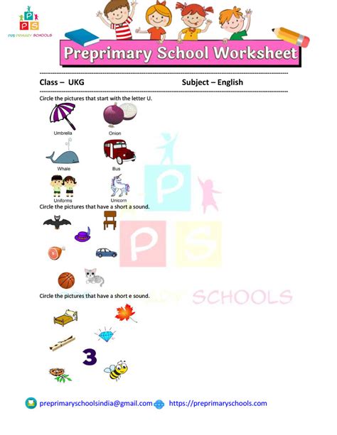 Short Vowel Sounds Worksheet For Ukg