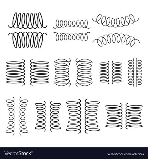 metal spring set spiral coil flexible icon wire vector image