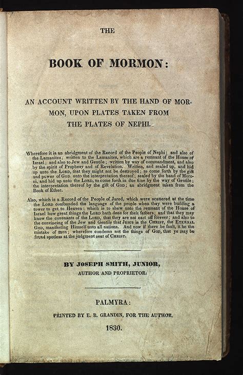 Home The Papers Interim Content Book Of Mormon 1830 Table Of Contents