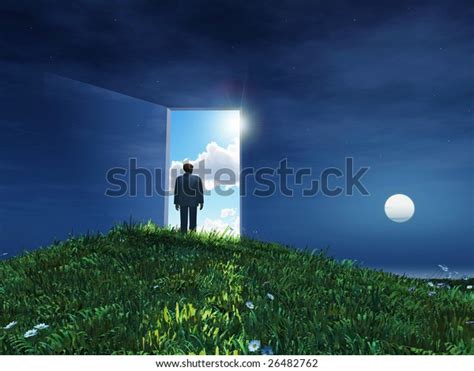 Man Before Open Door Heaven Stock Illustration 26482762
