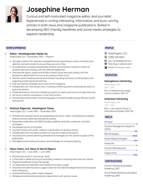 Magazine Editor Resume Example And Writing Tips For 2022