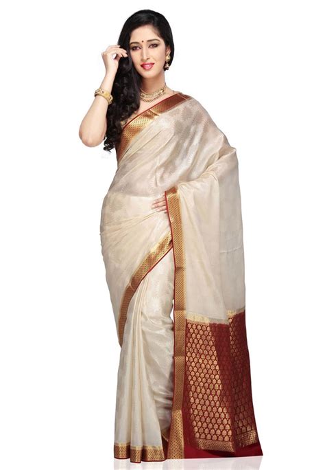 Off White Pure Mysore Silk Saree With Blouse Stc294 Mysore Silk