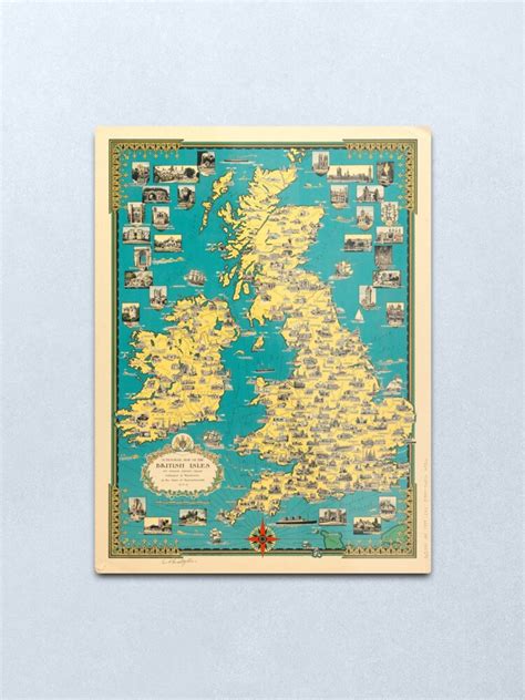 Vintage Map Of The British Isles Circa Hq Pictorial Map Of The