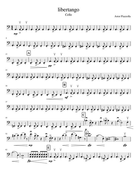 Libertango Cello Part String Quartet Sheet Music For Piano Download