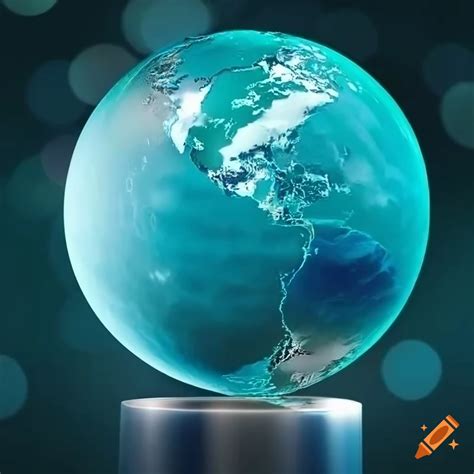 Realistic D Globe With Vibrant Emerald Continents And Crystal Clear