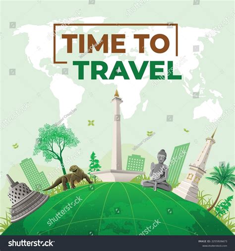 Indonesian Travel Destination Vector Illustration Tour Stock Vector