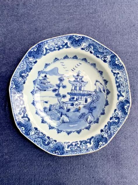 Antique Chinese Qing Blue And White Porcelain Plate D Export