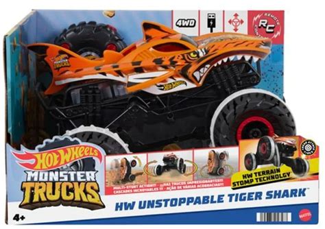 Hot Wheels Rc Monster Trucks Hw Unstoppable Tiger Shark Hgv En