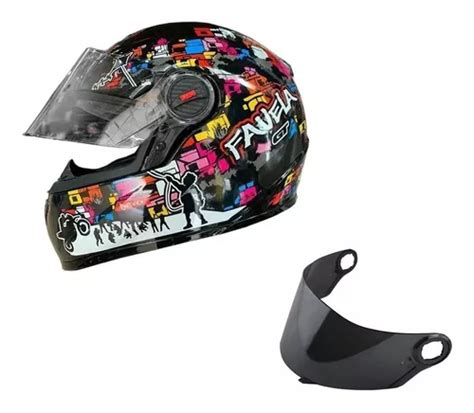 Capacete Fechado Gt Fw Favela Preto Fosco Viseira Fum