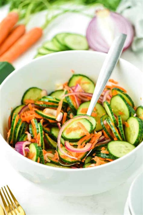 Easy Carrot Cucumber Salad With Homemade Vinaigrette Clean Eating Kitchen