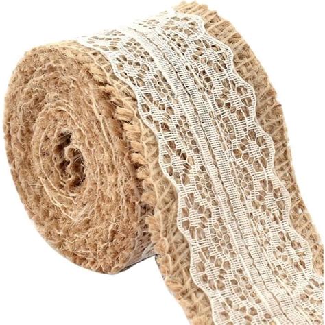 Sourcing Map Ruban De Jute Ruban Dentelle Sangle Jute Rouleau Garniture