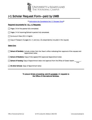 Fillable Online Umaryland J Scholar Request Form Paid By Umb Fax